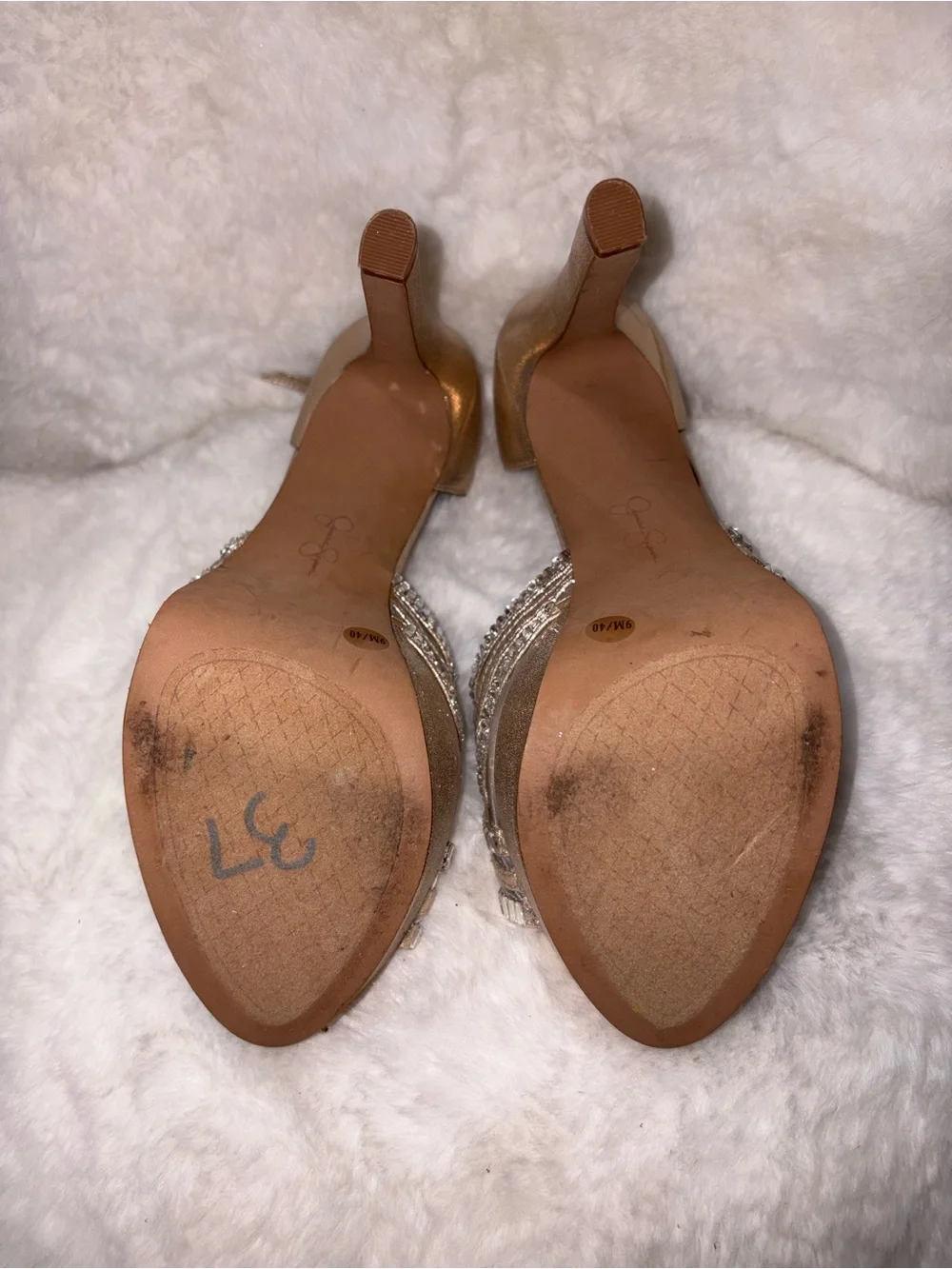 Jessica Simpson Rose Gold Metallic Platform Ankle-Strap Sandals